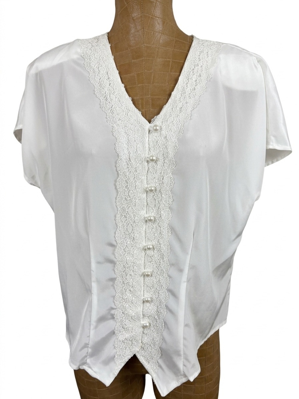 Vintage Impressions of California White Lace Trim Blouse Excellent Condition